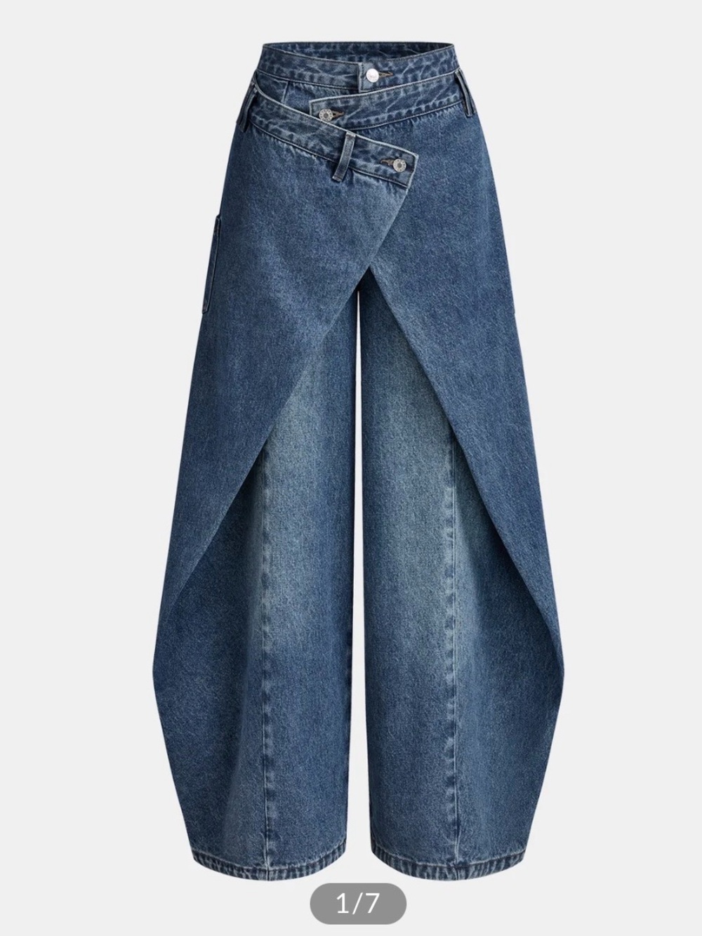 Commense Dark Cross Front Wrap Wide-Leg Denim Jeans Size M